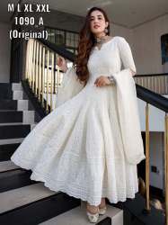 BEAUTIFUL ANARKALI CHIKAN SEQVENS GOWN WITH chuni