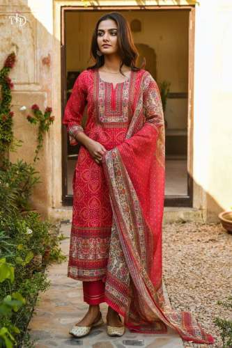 Festive Wear Bandhani Muslin Printed Suit  by Seven threads Collections