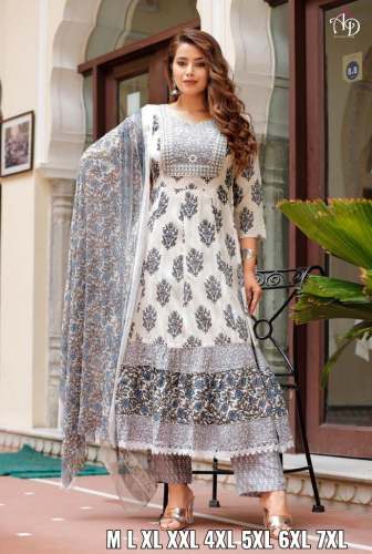 Heavy Rayon Kurta Pant Set With Dupatta 