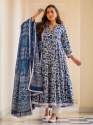 Indigo Danu Print Blue Ghera Kurti Set   thumb 1