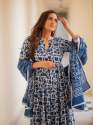 Indigo Danu Print Blue Ghera Kurti Set   thumb 6