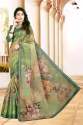 Ladies Linen Digital Printed Silk Saree thumb 1
