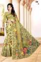Ladies Linen Digital Printed Silk Saree thumb 2