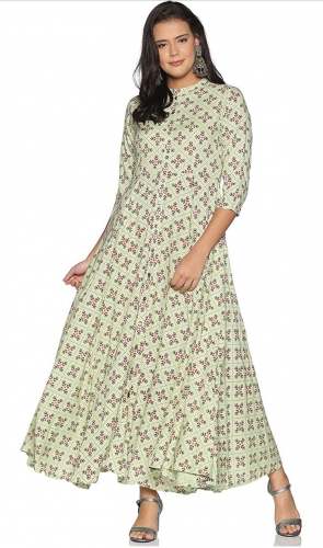 Ladies Rayon Anarkali Style Long Kurti at Rs.425 Piece in surat offer by Maruti Textile Hub