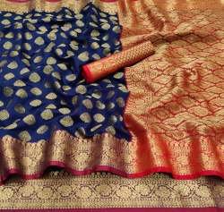 Ladies Silk Saree With contrast pallu 