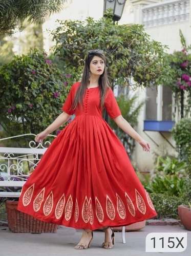 Party wear Red Anarkali Gown Kurti  by Doon Outfit