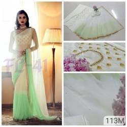 Plain Double Shed Saree Wit Embroidered Blouse 