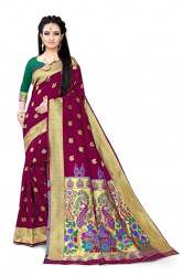 Buy Banarasi Silk Magenta Color By Refof Export