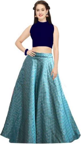 Buy Semi Stitched Crop Top Lehenga By A3 Fashion by A3 Fashion