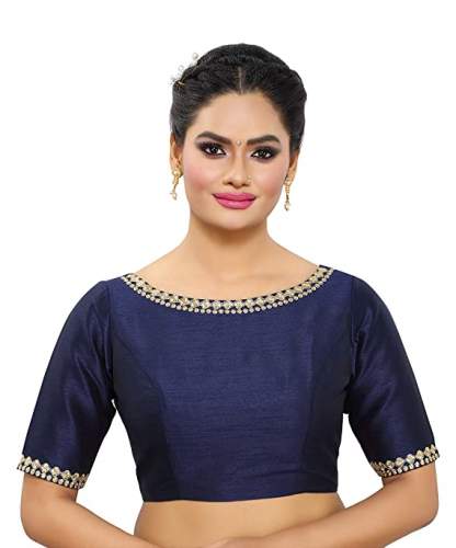 Buy Polyester Elbow Length Blouse By Amrutam Fab by Amrutam Fab