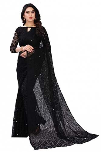 Buy BHARVITA Brand Moti Work Net Fancy Saree by Bharvita