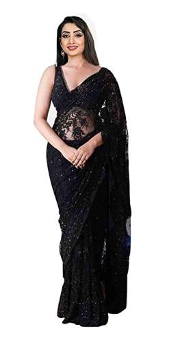 Buy Fashion Basket Georgette Black Saree