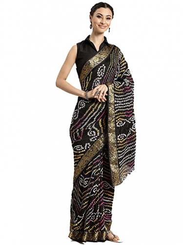 Buy Bandhani Silk Saree By Geroo Jaipur Brand by Geroo Jaipur