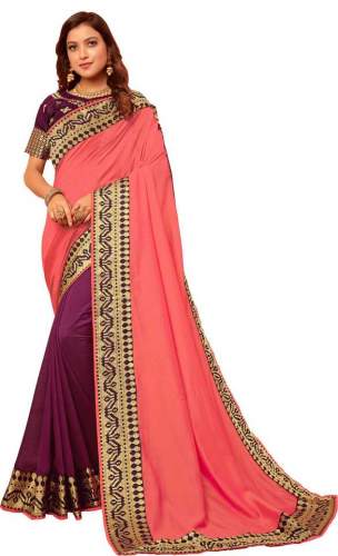 Buy Embroidered Silk Saree By Granthva Fab  by Granthva Fab