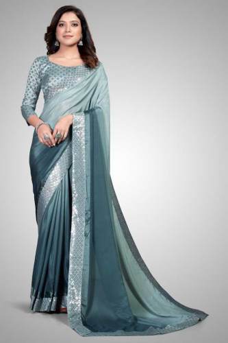 Buy Silk Blend Saree By Granthva Fab by Granthva Fab