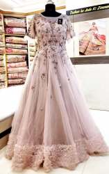 Engagement Special Pink Net Embroidered Gown 