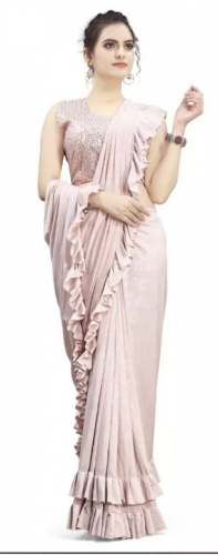 Light Pink Ready To Wear Ruffle Saree by LADIA