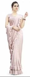 Light Pink Ready To Wear Ruffle Saree