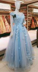 Reception Special Net Sky Blue Gown 