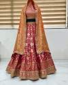 Red Heavy Work Wedding Lehenega thumb 1