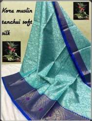 Party Wear Kora Muslin Soft Silk Ladies Saree