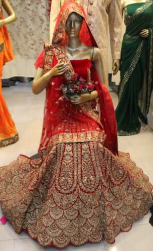 Designer Red Bridal Lehenga in Dhanbad by Madhukunj