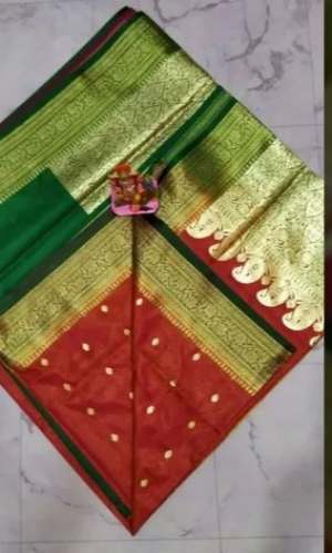 Wedding Wear Semi Katan Silk Saree  by santipur saree center