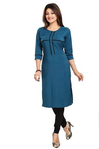 Plain Crepe Straight Kurti  by Weft Kart