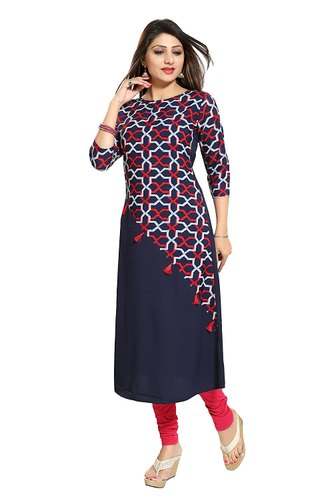 Regular Wear Crepe A Line Kurti  by Weft Kart