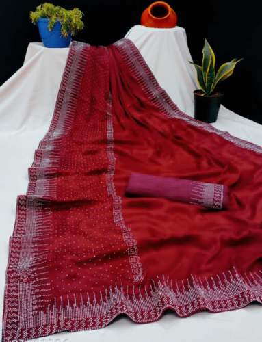 Vichitra Silk Stylish Party Wear Saree-Suhani 