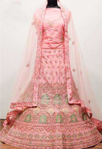 ISHITA HOUSE NEW PINK EMBROIDERY LEHENGA CHOLI by Ishita House Factory Outlet