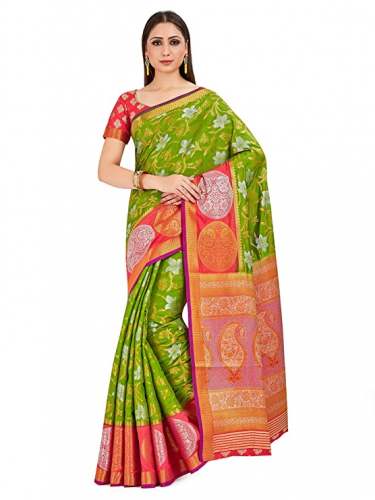 Buy Kanchipuram Art Silk Saree By VIBTAG Brand