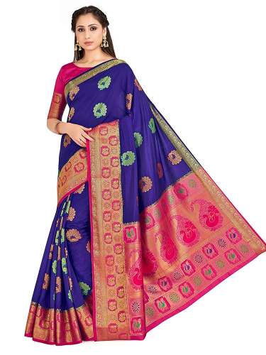 Buy VIBTAG Art Silk Saree With Unstitched Blouse by VIBTAG