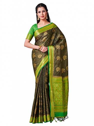 Buy Woven Silk Sareee By VIBTAG Brand