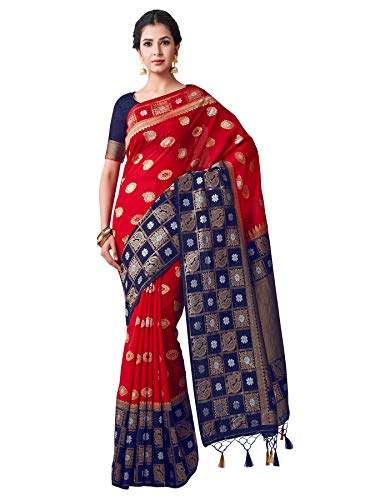 VIBTAG Womens Woven Silk Saree With Blouse Piece  by VIBTAG
