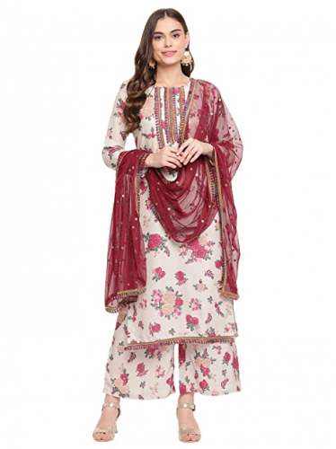 Buy Fancy Kurti Palazzo Dupatta Set By Ahalyaa by Ahalyaa