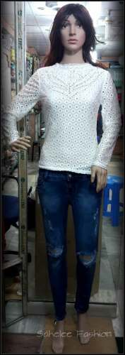 Fancy Full Sleeve White Western Top by Sahelee Fashion