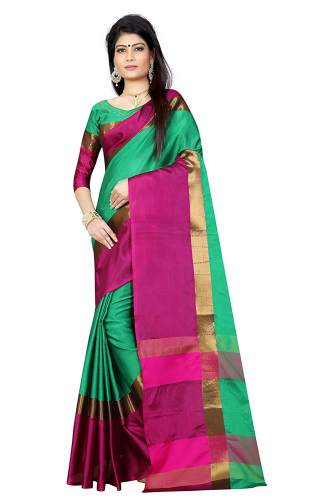 Krishna Mehta Green color Cotton Silk Saree  by Krishna Mehta