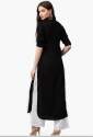Solid Black Viscose Regular Kurta by Anjushree thumb 1