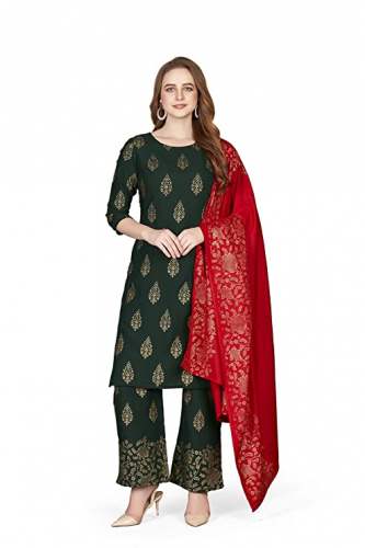 Buy Sitaram Designer Rayon Foil Kurti Palazzo Set by Sitaram Designer