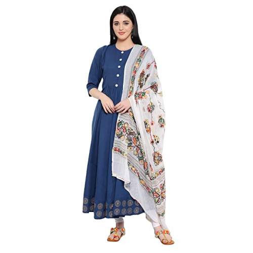 Buy DHRUVI TRENDZ Anarkali Kurti With Dupatta Set by Dhruvi Trendz