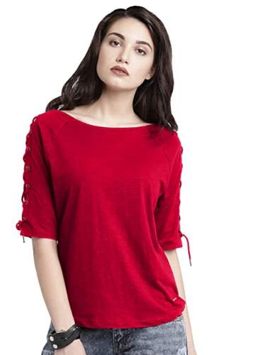 Get Fancy DHRUVI TRENDZ Red Western Top At Retail by Dhruvi Trendz