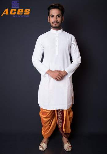 Mens Plain Dhoti Kurta Set by Aces