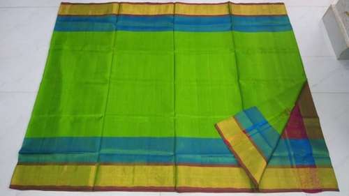 Fancy Green Silk Plain Saree by Ruts Creation