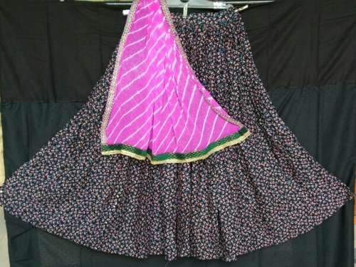 Functional Wear Cotton Printed Lehenga  by Ruts Creation