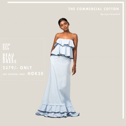Beau Blue off Shoulder Dress by House of Kilti