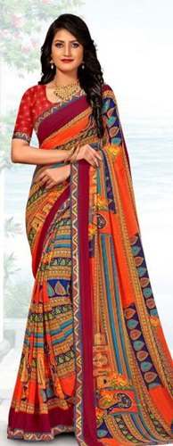 Magic Red Weightless Printed Saree by Sagar Sarees