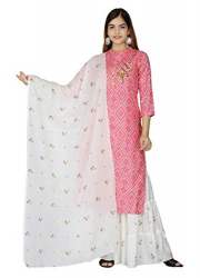 Buy Rayon Printed Kurta And Sharara Set By Alasha 