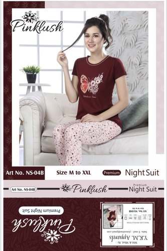 Fancy Half Sleeve Hosiery Night suit  by Guru Kripa Collection