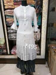 Fancy Party wear White Kurti Set 